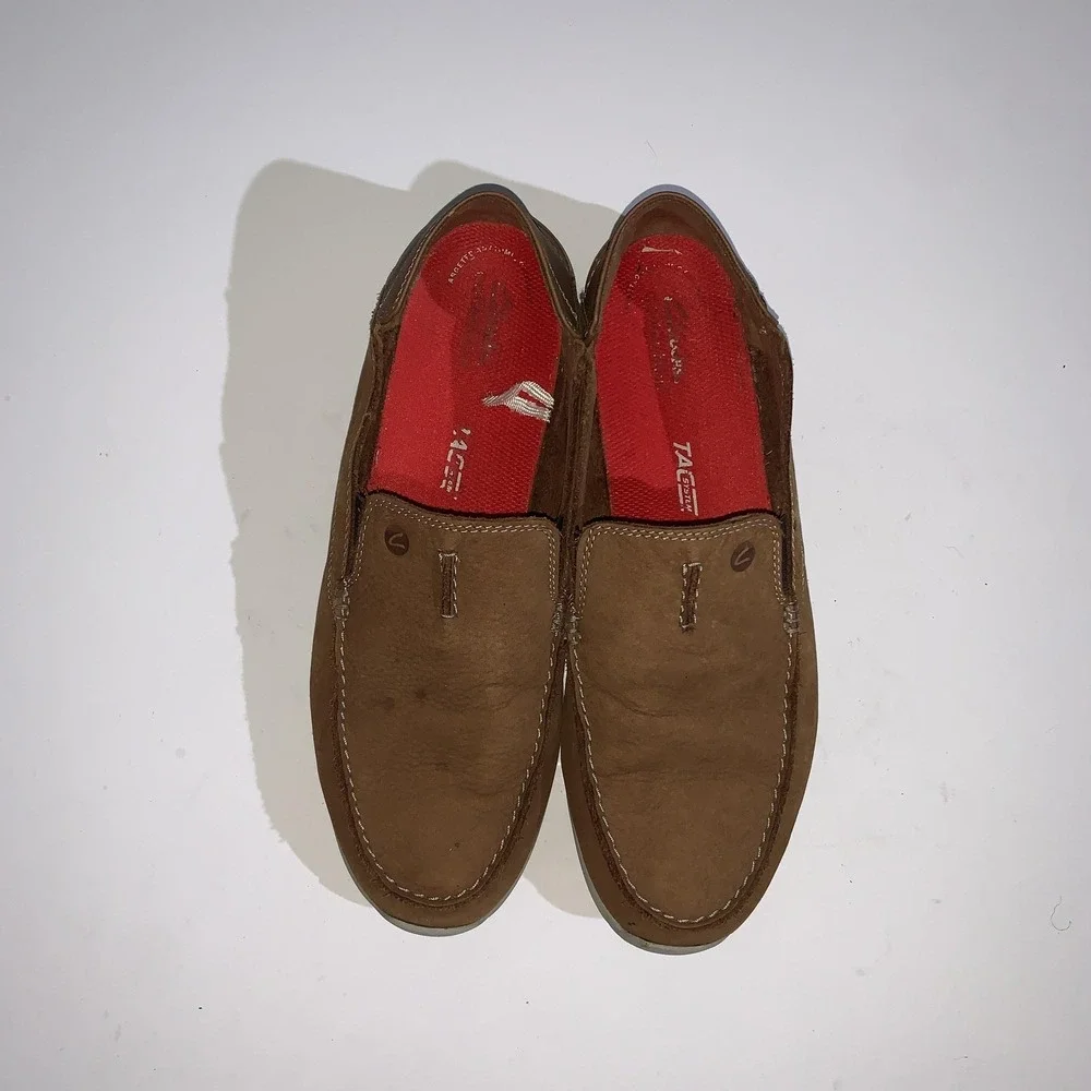 Clarks Shoes Mens Size 10.5 Brown Nubuck Slip On Loafers Casual Comfort Walking